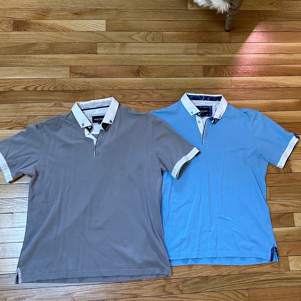 MACEOO Men’s Gray and Blue Polo Shirts XL